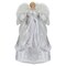 Northlight 18" Blonde Angel in White and Sliver Dress with Faux Fur Trim Christmas Tree Topper